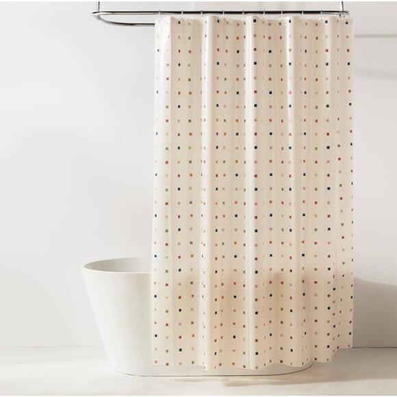 Room Essentials Shower Curtain With Rings Cream White Floral 13 Piece PEVA - Picture 1 of 6